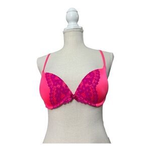 Victoria's Secret Convertible Size 34B Very Sexy Push-Up Bra Pink Fuchsia Lace